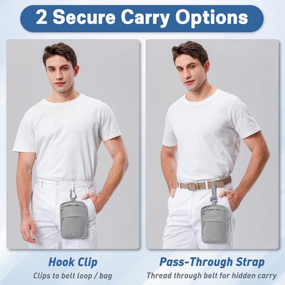 Anti-Theft Belt Waist Travel Wallet Hidden Passport 3-Zone Clip Carabiner