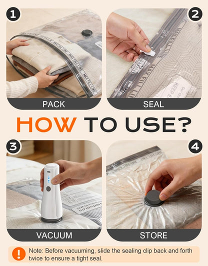 15 Pack Portable Vacuum Storage Bags for Travel with Rechargeable Electric Pump, Carry-on Size Compression Packing Bags for Clothing, Blankets, Space Saver for Luggage and Suitcase
