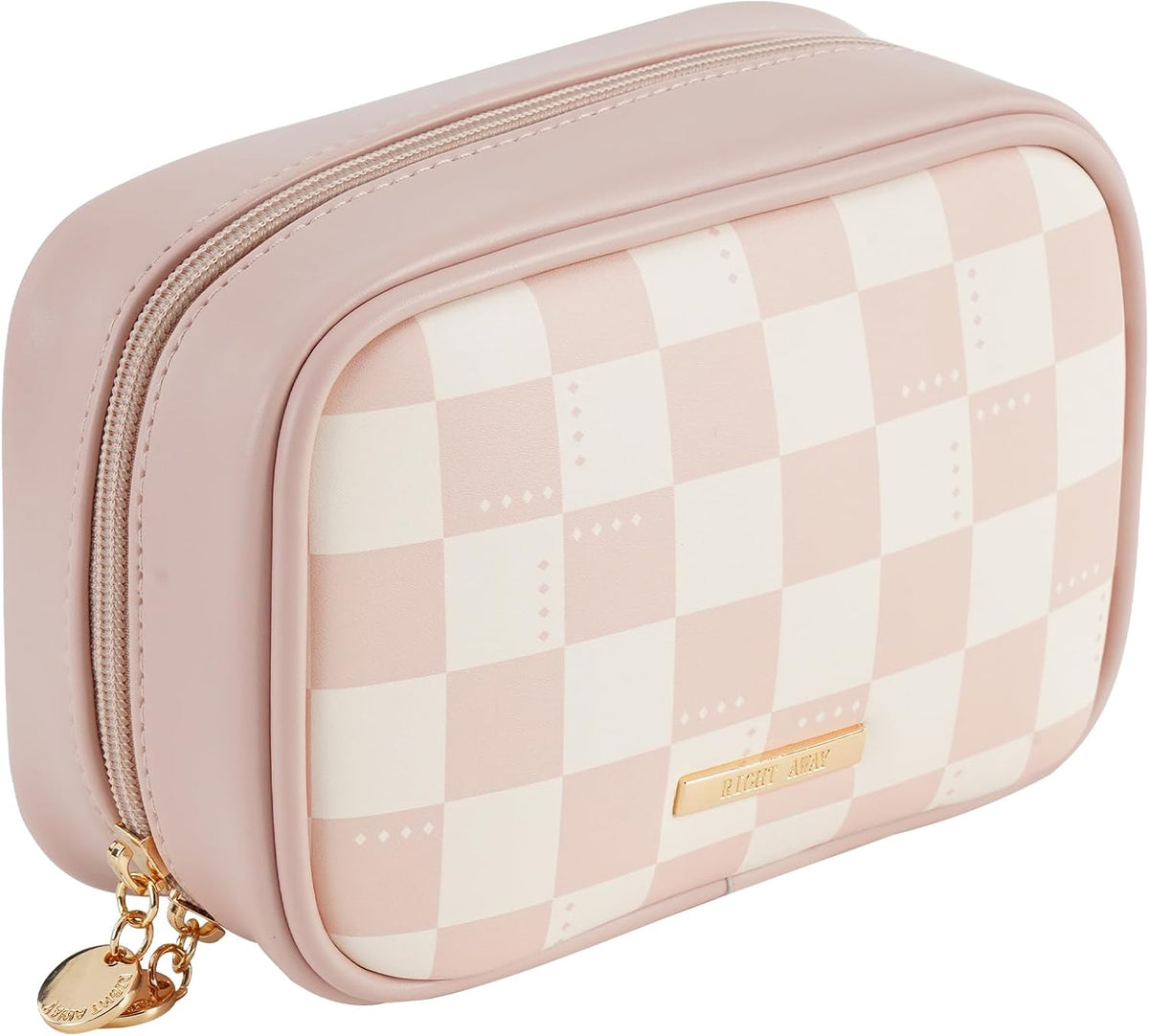 Small Makeup Bag for Purse,Cosmetic Bag Organizer for Women,Waterproof PU Leather Make Up Pouch Toiletry Bag with Pockets,Portable Makeup Case for Travel Accessories&Accessories(Pink)