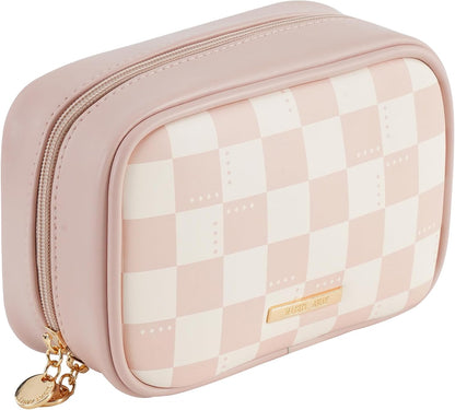 Small Makeup Bag for Purse,Cosmetic Bag Organizer for Women,Waterproof PU Leather Make Up Pouch Toiletry Bag with Pockets,Portable Makeup Case for Travel Accessories&Accessories(Pink)