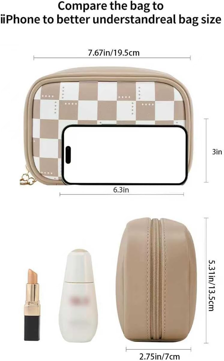 Small Makeup Bag for Purse,Cosmetic Bag Organizer for Women,Waterproof PU Leather Make Up Pouch Toiletry Bag with Pockets,Portable Makeup Case for Travel Accessories&Accessories(Pink)