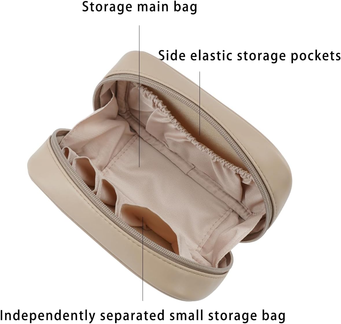 Small Makeup Bag for Purse,Cosmetic Bag Organizer for Women,Waterproof PU Leather Make Up Pouch Toiletry Bag with Pockets,Portable Makeup Case for Travel Accessories&Accessories(Pink)