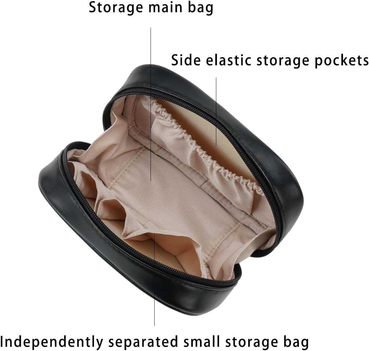Small Makeup Bag for Purse,Cosmetic Bag Organizer for Women,Waterproof PU Leather Make Up Pouch Toiletry Bag with Pockets,Portable Makeup Case for Travel Accessories&Accessories(Pink)
