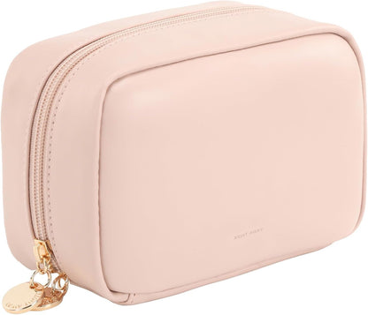 Small Makeup Bag for Purse,Cosmetic Bag Organizer for Women,Waterproof PU Leather Make Up Pouch Toiletry Bag with Pockets,Portable Makeup Case for Travel Accessories&Accessories(Pink)