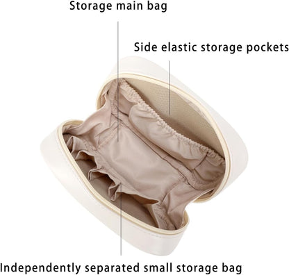 Small Makeup Bag for Purse,Cosmetic Bag Organizer for Women,Waterproof PU Leather Make Up Pouch Toiletry Bag with Pockets,Portable Makeup Case for Travel Accessories&Accessories(Pink)