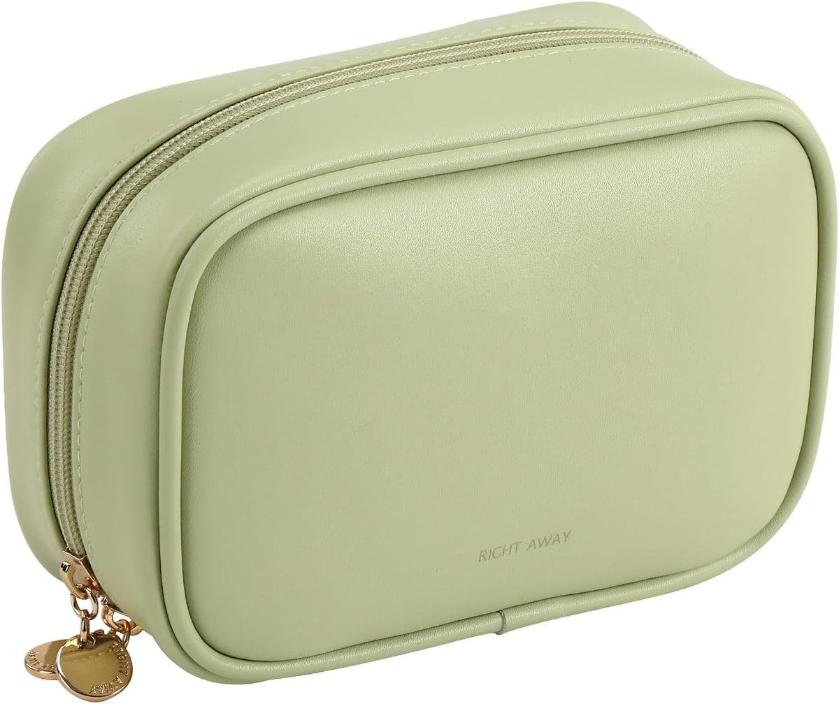 Small Makeup Bag for Purse,Cosmetic Bag Organizer for Women,Waterproof PU Leather Make Up Pouch Toiletry Bag with Pockets,Portable Makeup Case for Travel Accessories&Accessories(Pink)