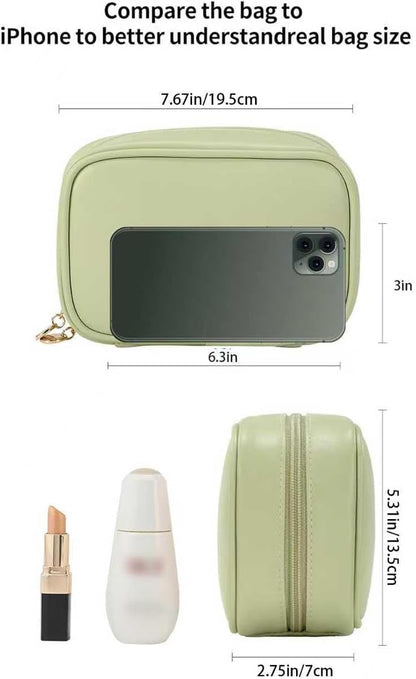Small Makeup Bag for Purse,Cosmetic Bag Organizer for Women,Waterproof PU Leather Make Up Pouch Toiletry Bag with Pockets,Portable Makeup Case for Travel Accessories&Accessories(Pink)