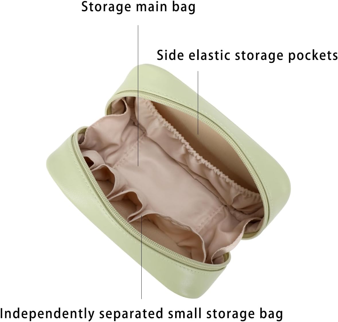 Small Makeup Bag for Purse,Cosmetic Bag Organizer for Women,Waterproof PU Leather Make Up Pouch Toiletry Bag with Pockets,Portable Makeup Case for Travel Accessories&Accessories(Pink)