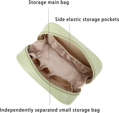 Small Makeup Bag for Purse,Cosmetic Bag Organizer for Women,Waterproof PU Leather Make Up Pouch Toiletry Bag with Pockets,Portable Makeup Case for Travel Accessories&Accessories(Pink)