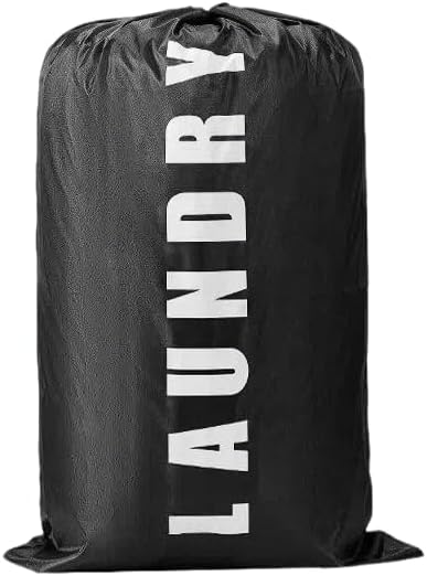 XL Travel Laundry Bag Large Machine Washable Dirty Clothes Organizer with Drawstring Foldable Lightweight 24 x 36 Inch Black