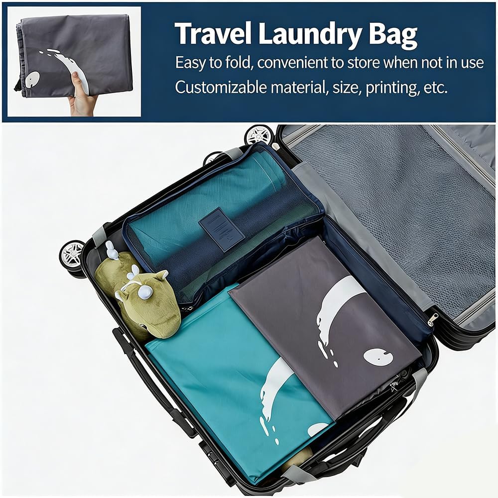 XL Travel Laundry Bag Large Machine Washable Dirty Clothes Organizer with Drawstring Foldable Lightweight 24 x 36 Inch Black