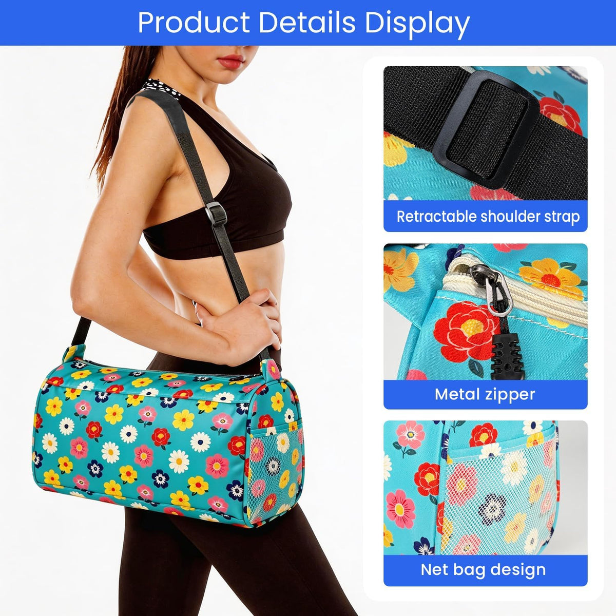 Small Gym Bag for Women & Men,Small Lightweight Duffel Bag Carry On Bags Mini Duffel Travel Bag Waterproof Sports Bags for Workout/Sport/Travel, Royal Blue,with Shoes Compartment