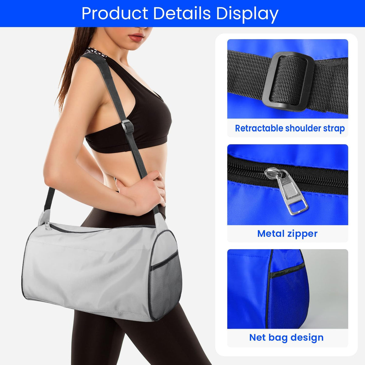 Small Gym Bag for Women & Men,Small Lightweight Duffel Bag Carry On Bags Mini Duffel Travel Bag Waterproof Sports Bags for Workout/Sport/Travel, Royal Blue,with Shoes Compartment