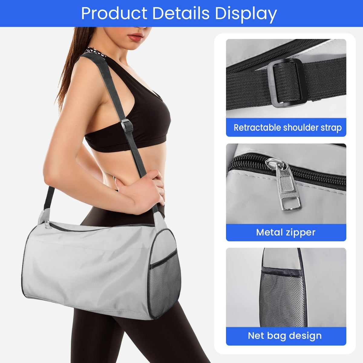 Small Gym Bag for Women & Men,Small Lightweight Duffel Bag Carry On Bags Mini Duffel Travel Bag Waterproof Sports Bags for Workout/Sport/Travel, Royal Blue,with Shoes Compartment