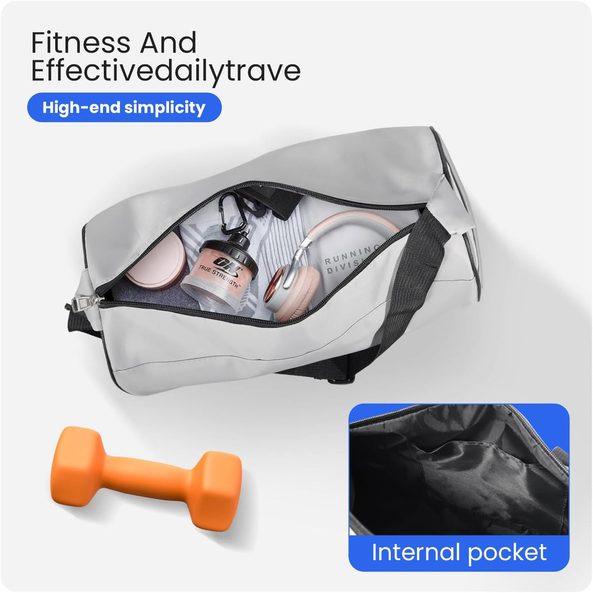 Small Gym Bag for Women & Men,Small Lightweight Duffel Bag Carry On Bags Mini Duffel Travel Bag Waterproof Sports Bags for Workout/Sport/Travel, Royal Blue,with Shoes Compartment