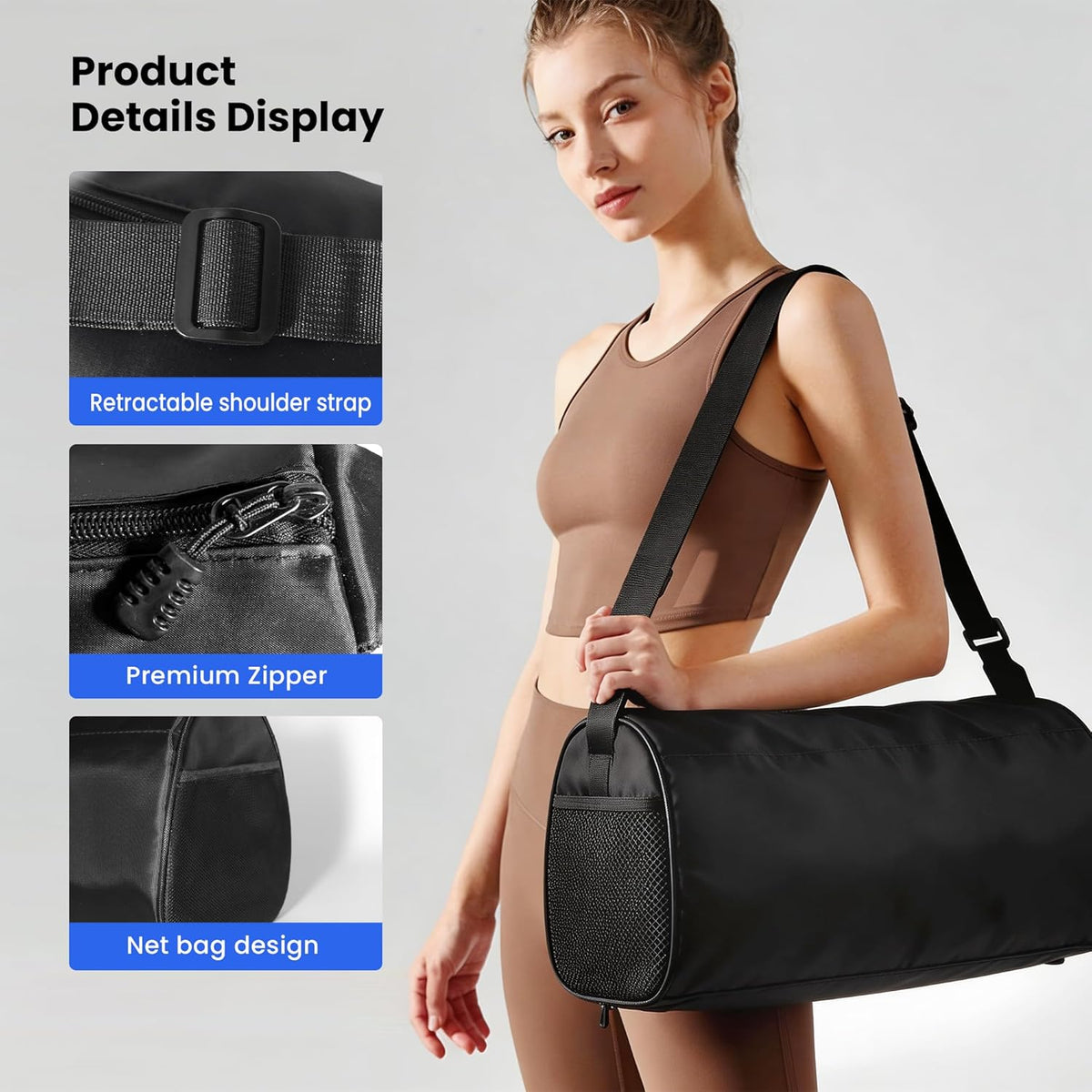 Small Gym Bag for Women & Men,Small Lightweight Duffel Bag Carry On Bags Mini Duffel Travel Bag Waterproof Sports Bags for Workout/Sport/Travel, Royal Blue,with Shoes Compartment