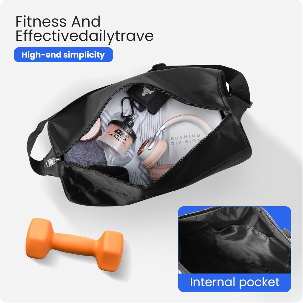 Small Gym Bag for Women & Men,Small Lightweight Duffel Bag Carry On Bags Mini Duffel Travel Bag Waterproof Sports Bags for Workout/Sport/Travel, Royal Blue,with Shoes Compartment