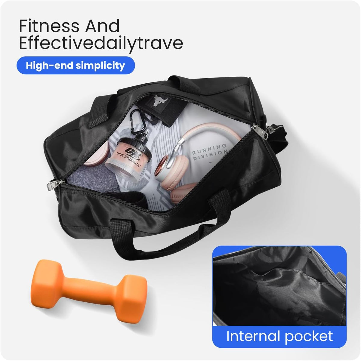 Small Gym Bag for Women & Men,Small Lightweight Duffel Bag Carry On Bags Mini Duffel Travel Bag Waterproof Sports Bags for Workout/Sport/Travel, Royal Blue,with Shoes Compartment