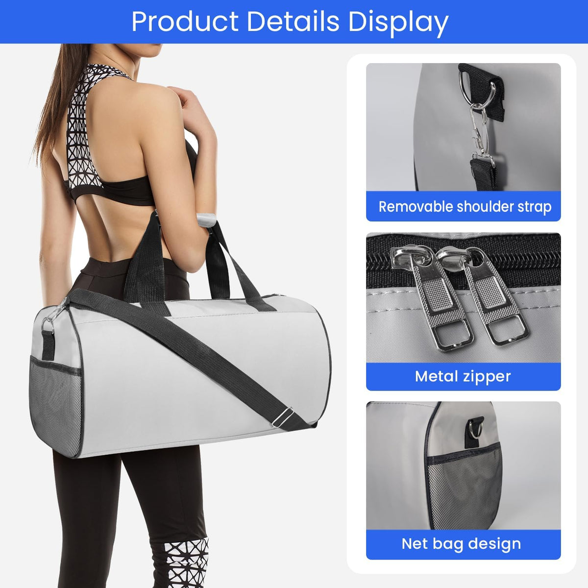 Small Gym Bag for Women & Men,Small Lightweight Duffel Bag Carry On Bags Mini Duffel Travel Bag Waterproof Sports Bags for Workout/Sport/Travel, Royal Blue,with Shoes Compartment