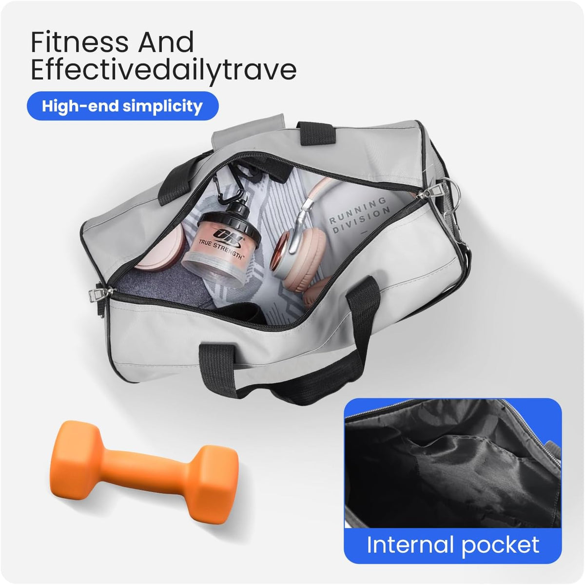 Small Gym Bag for Women & Men,Small Lightweight Duffel Bag Carry On Bags Mini Duffel Travel Bag Waterproof Sports Bags for Workout/Sport/Travel, Royal Blue,with Shoes Compartment