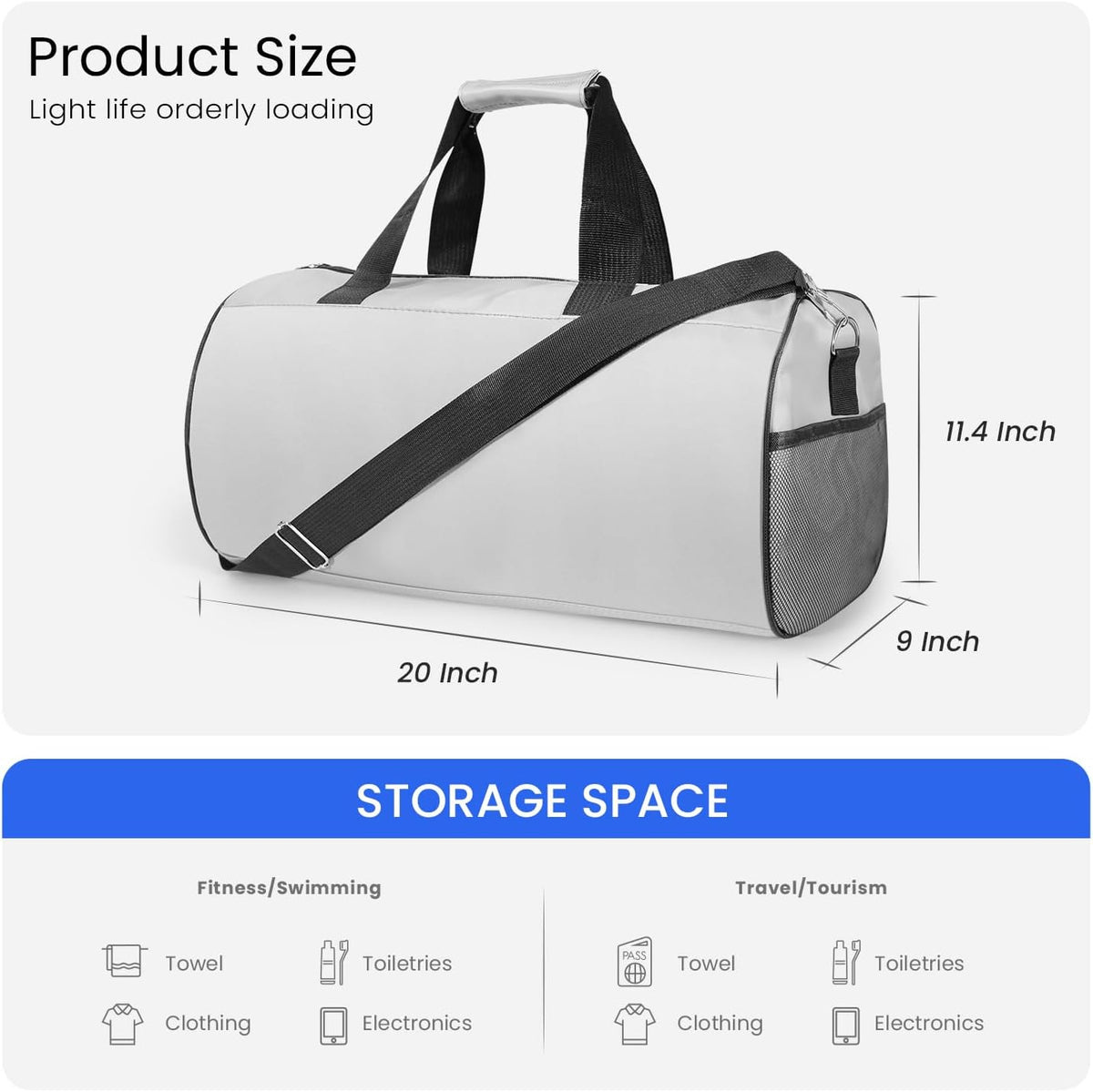 Small Gym Bag for Women & Men,Small Lightweight Duffel Bag Carry On Bags Mini Duffel Travel Bag Waterproof Sports Bags for Workout/Sport/Travel, Royal Blue,with Shoes Compartment