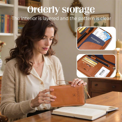 Multi-Functional RFID Passport Wallet, RFID Passport Holder for Wallet, Essential Travel Anti-Theft Wallet Storage Case, Anti-Theft Protective Case (Brown)