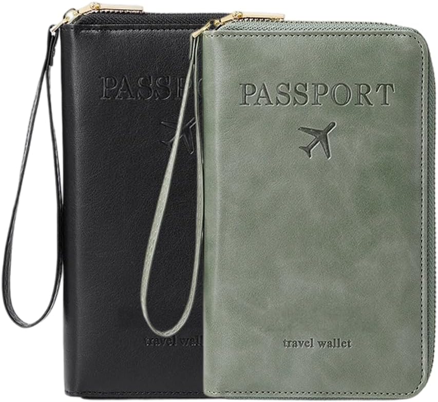 Multi-Functional RFID Passport Wallet, RFID Passport Holder for Wallet, Essential Travel Anti-Theft Wallet Storage Case, Anti-Theft Protective Case (Brown)
