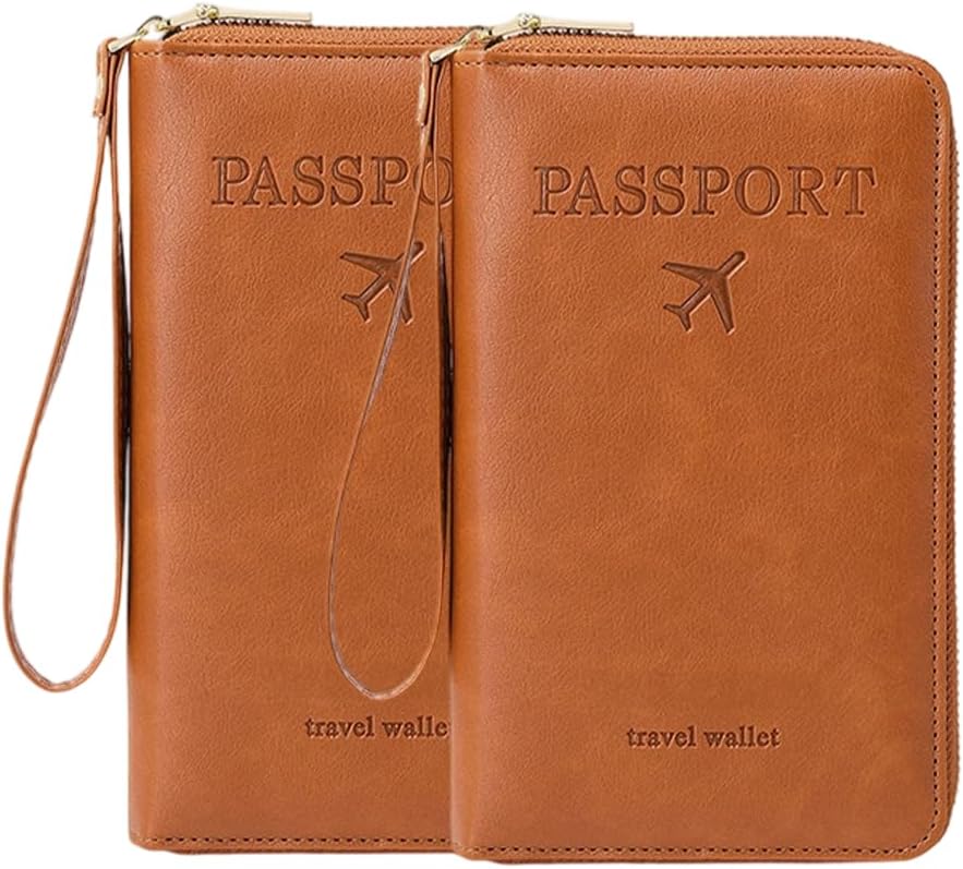 Multi-Functional RFID Passport Wallet, RFID Passport Holder for Wallet, Essential Travel Anti-Theft Wallet Storage Case, Anti-Theft Protective Case (Brown)