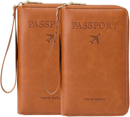Multi-Functional RFID Passport Wallet, RFID Passport Holder for Wallet, Essential Travel Anti-Theft Wallet Storage Case, Anti-Theft Protective Case (Brown)