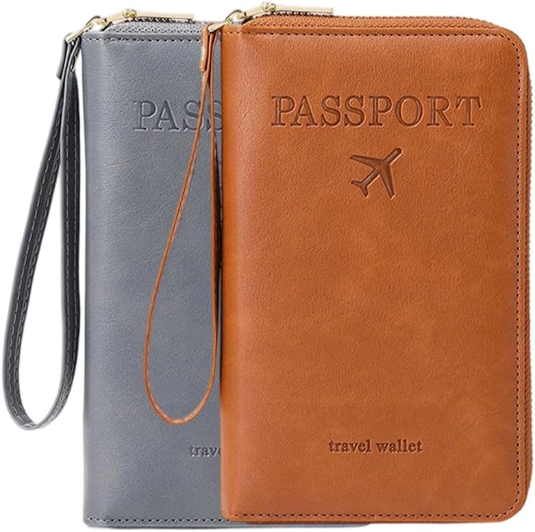 Multi-Functional RFID Passport Wallet, RFID Passport Holder for Wallet, Essential Travel Anti-Theft Wallet Storage Case, Anti-Theft Protective Case (Brown)