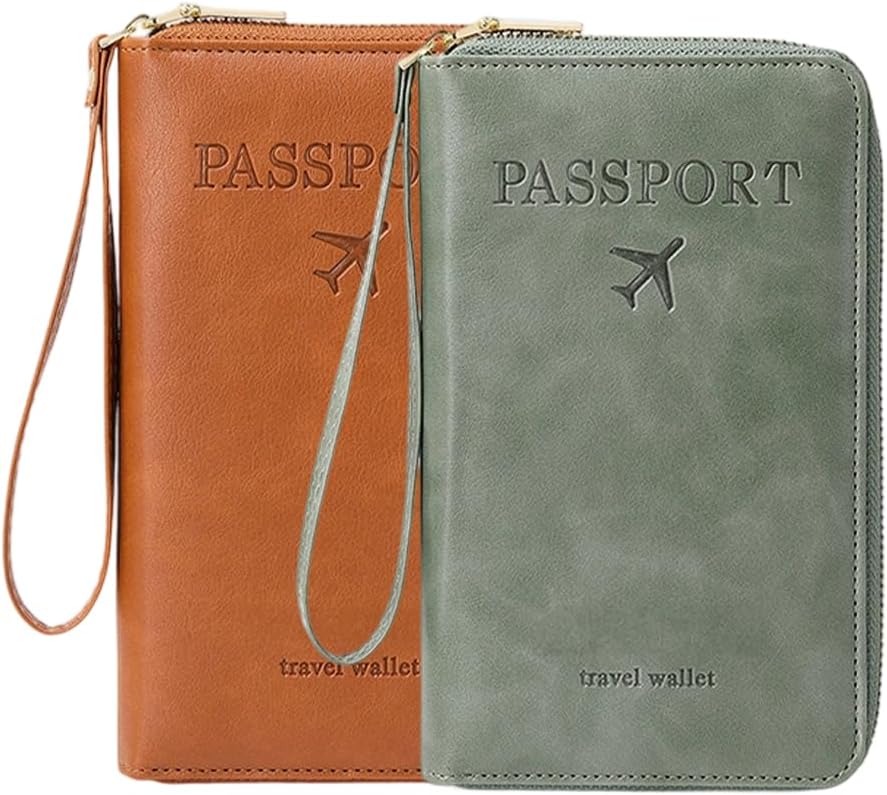 Multi-Functional RFID Passport Wallet, RFID Passport Holder for Wallet, Essential Travel Anti-Theft Wallet Storage Case, Anti-Theft Protective Case (Brown)