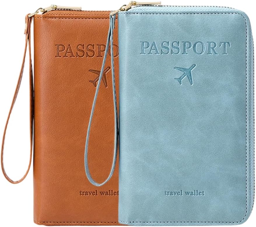 Multi-Functional RFID Passport Wallet, RFID Passport Holder for Wallet, Essential Travel Anti-Theft Wallet Storage Case, Anti-Theft Protective Case (Brown)