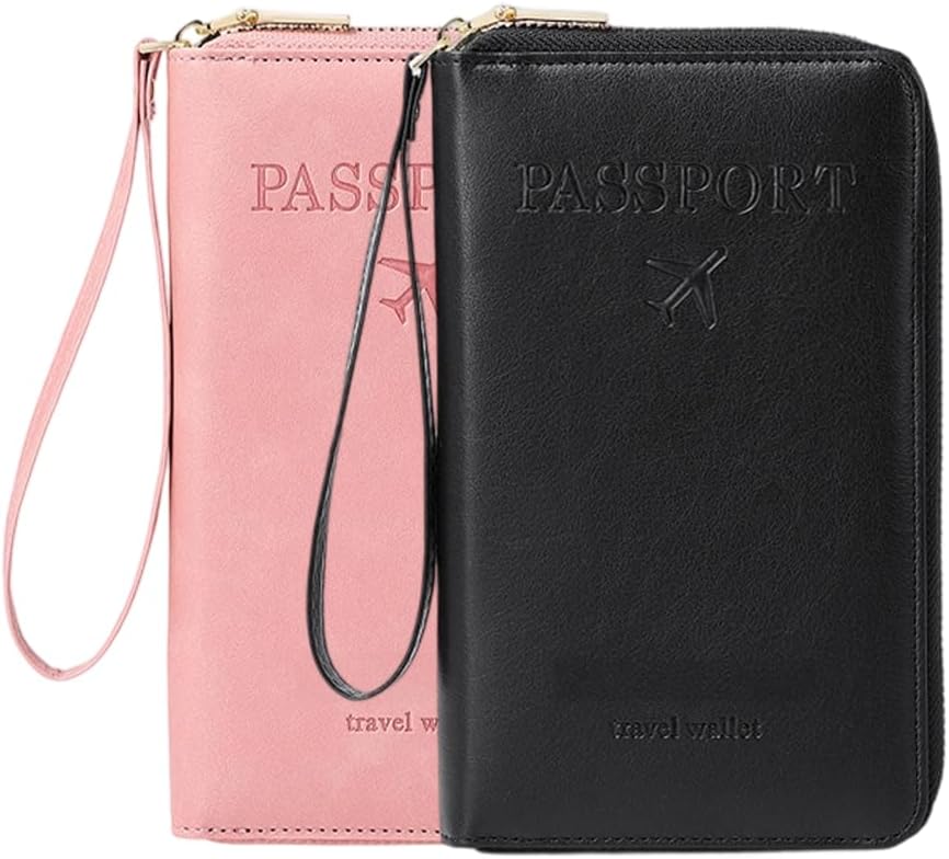 Multi-Functional RFID Passport Wallet, RFID Passport Holder for Wallet, Essential Travel Anti-Theft Wallet Storage Case, Anti-Theft Protective Case (Brown)