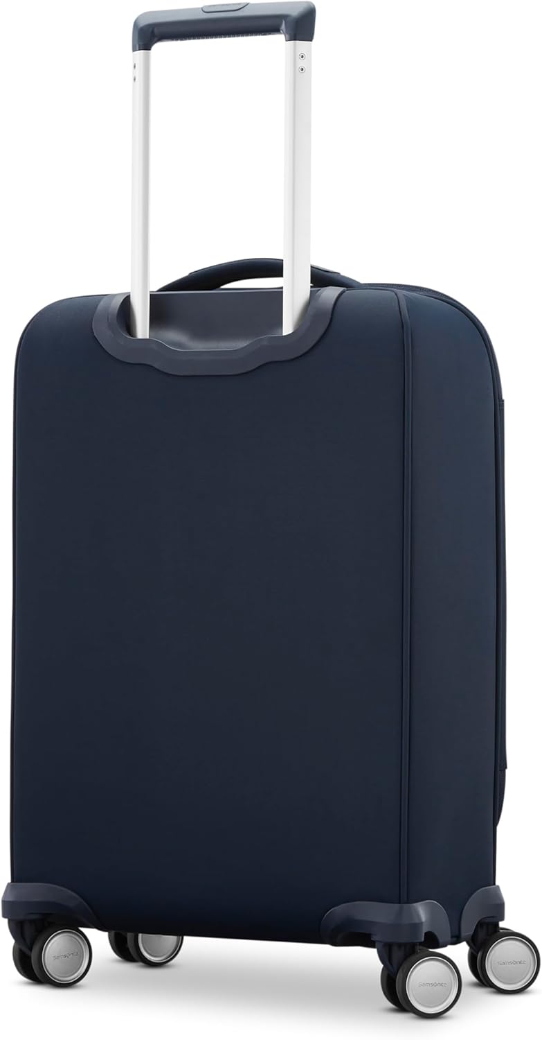 Elevation Plus Carry-On Luggage - Airline Approved Softside Suitcase - 360 Spinner Wheels - Integrated ID Tag - Quick-Access Stash Pocket - Wet Pocket - AirTag™ Holder - Midnight Blue