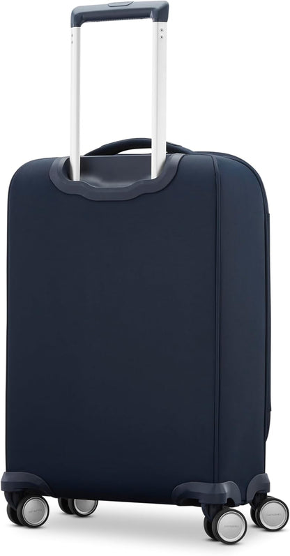 Elevation Plus Carry-On Luggage - Airline Approved Softside Suitcase - 360 Spinner Wheels - Integrated ID Tag - Quick-Access Stash Pocket - Wet Pocket - AirTag™ Holder - Midnight Blue