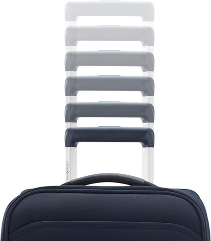 Elevation Plus Carry-On Luggage - Airline Approved Softside Suitcase - 360 Spinner Wheels - Integrated ID Tag - Quick-Access Stash Pocket - Wet Pocket - AirTag™ Holder - Midnight Blue