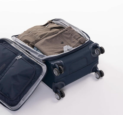 Elevation Plus Carry-On Luggage - Airline Approved Softside Suitcase - 360 Spinner Wheels - Integrated ID Tag - Quick-Access Stash Pocket - Wet Pocket - AirTag™ Holder - Midnight Blue