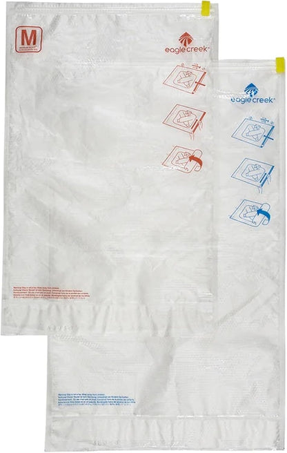 Pack-It Compression Bags for Travel Set - Featuring One-Way Pressure Valve & Zip - For Efficient Travel Bag Packing - Water Resistant - Clear - Medium/Large