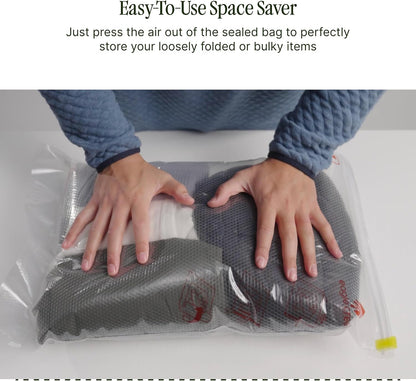Pack-It Compression Bags for Travel Set - Featuring One-Way Pressure Valve & Zip - For Efficient Travel Bag Packing - Water Resistant - Clear - Medium/Large