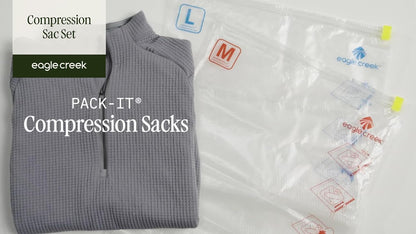 Pack-It Compression Bags for Travel Set - Featuring One-Way Pressure Valve & Zip - For Efficient Travel Bag Packing - Water Resistant - Clear - Medium/Large