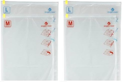 Pack-It Compression Bags for Travel Set - Featuring One-Way Pressure Valve & Zip - For Efficient Travel Bag Packing - Water Resistant - Clear - Medium/Large