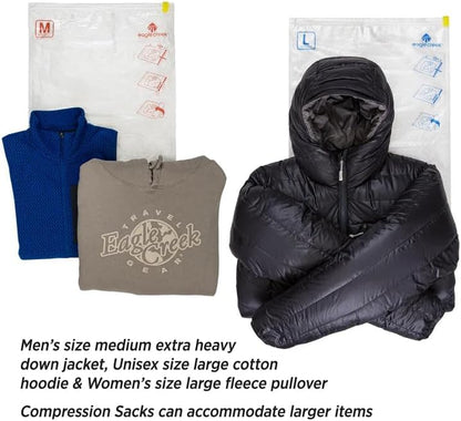 Pack-It Compression Bags for Travel Set - Featuring One-Way Pressure Valve & Zip - For Efficient Travel Bag Packing - Water Resistant - Clear - Medium/Large