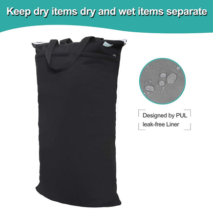Reusable Hanging Wet Dry Cloth Diaper Bag (Checkerboard Grey, Mint Green)