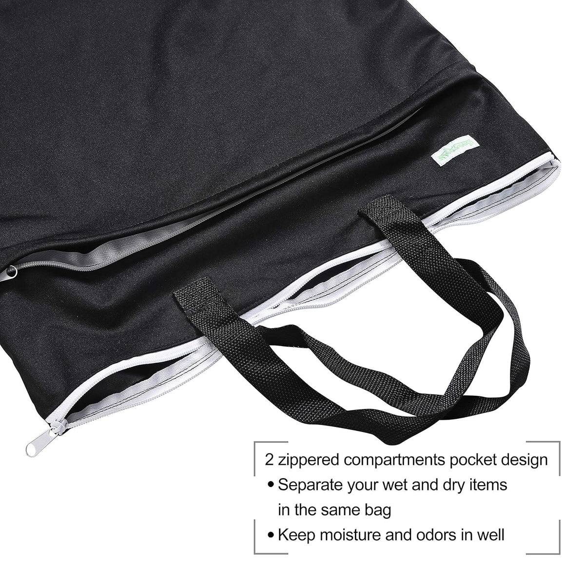 Reusable Hanging Wet Dry Cloth Diaper Bag (Checkerboard Grey, Mint Green)
