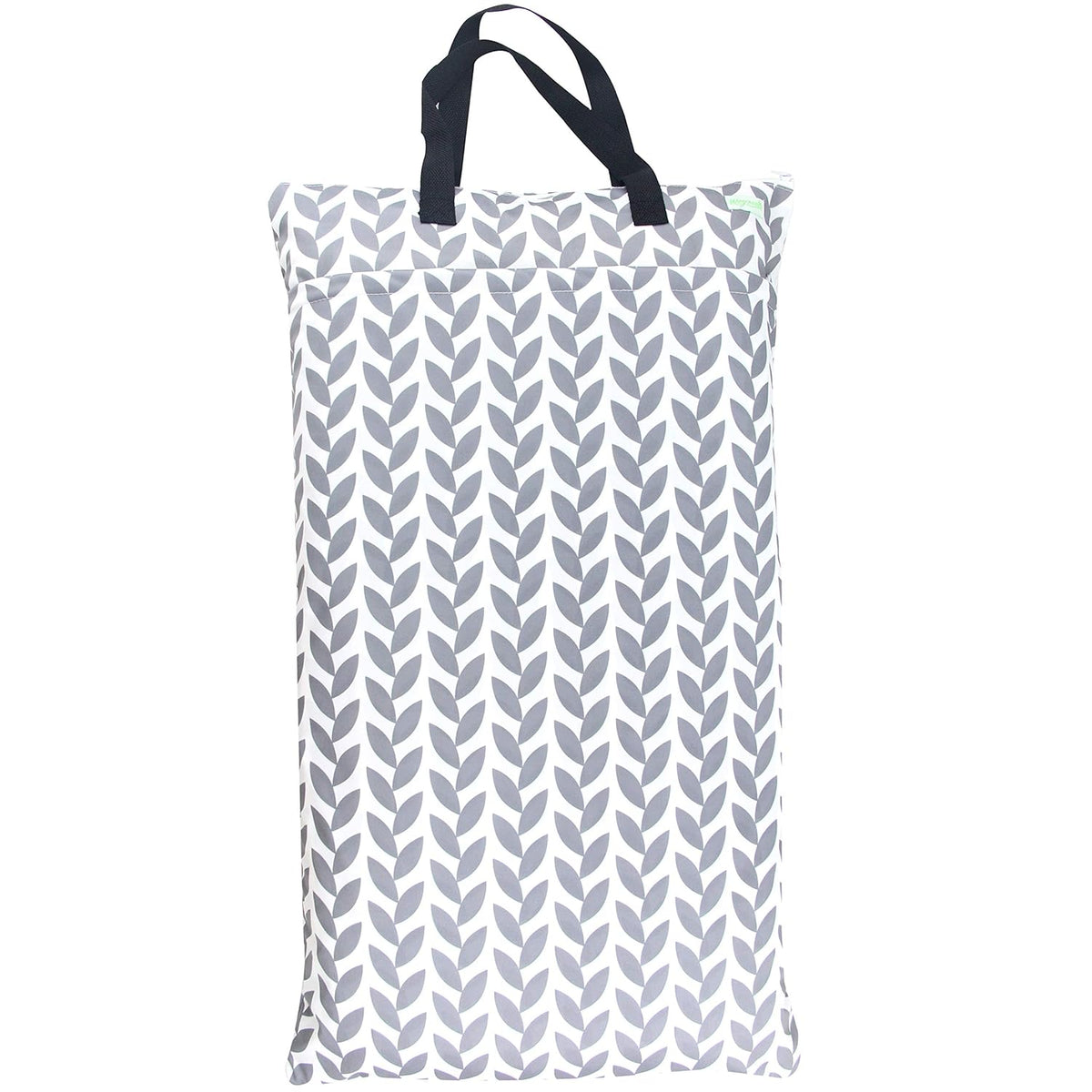 Reusable Hanging Wet Dry Cloth Diaper Bag (Checkerboard Grey, Mint Green)