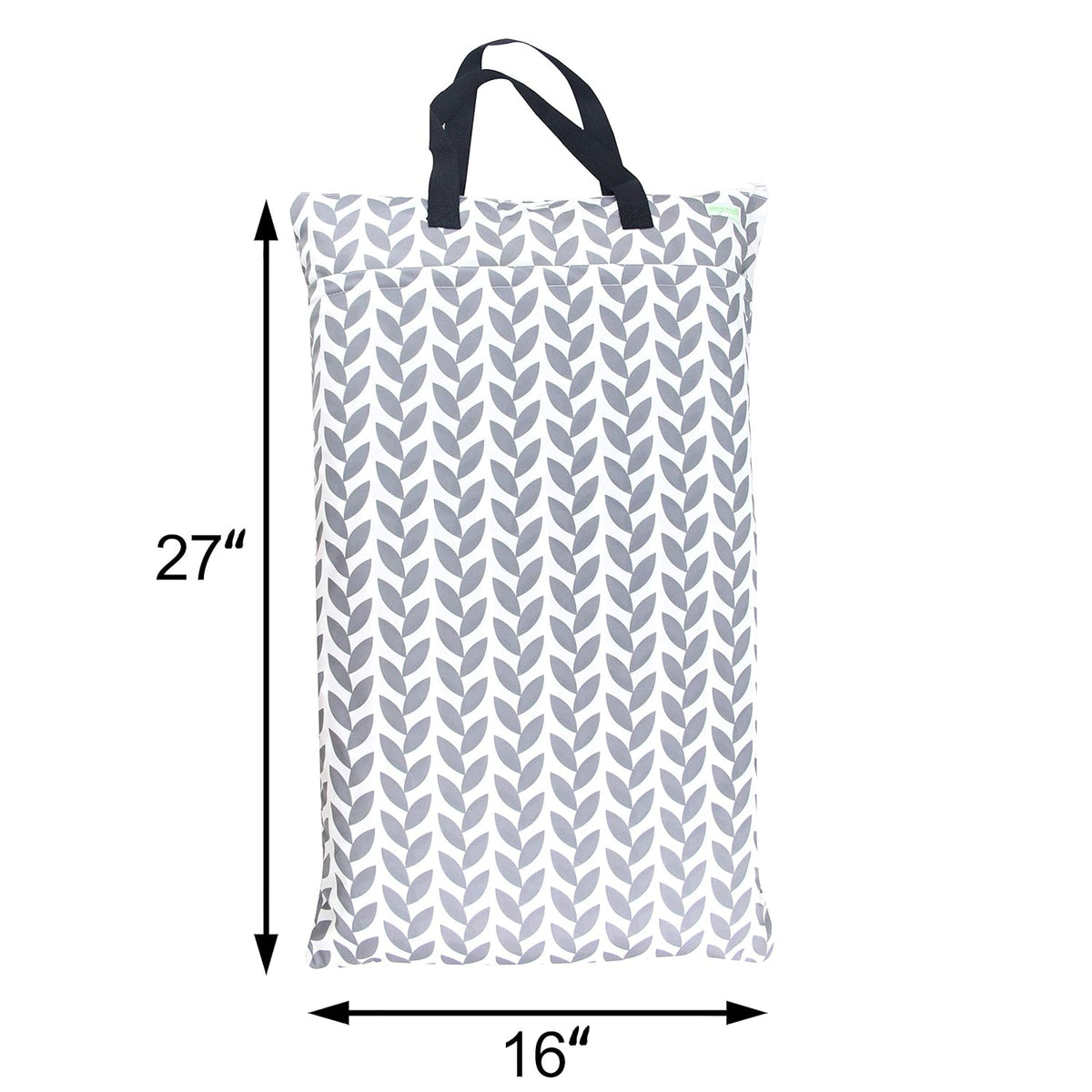 Reusable Hanging Wet Dry Cloth Diaper Bag (Checkerboard Grey, Mint Green)