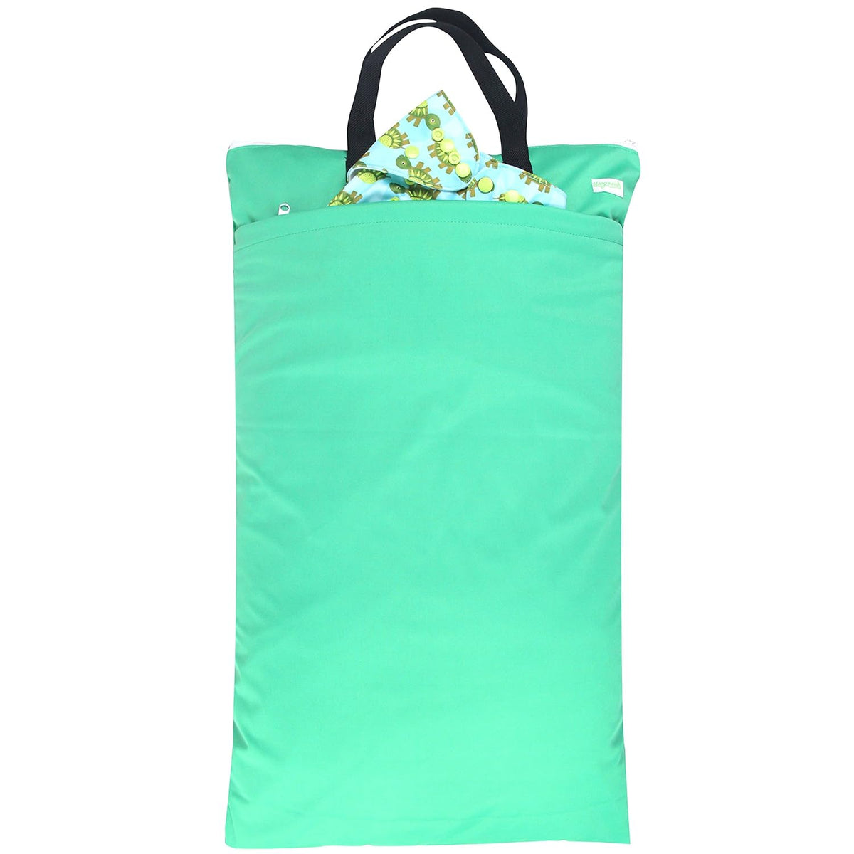 Reusable Hanging Wet Dry Cloth Diaper Bag (Checkerboard Grey, Mint Green)