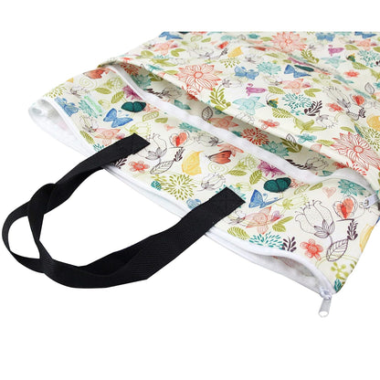 Reusable Hanging Wet Dry Cloth Diaper Bag (Checkerboard Grey, Mint Green)