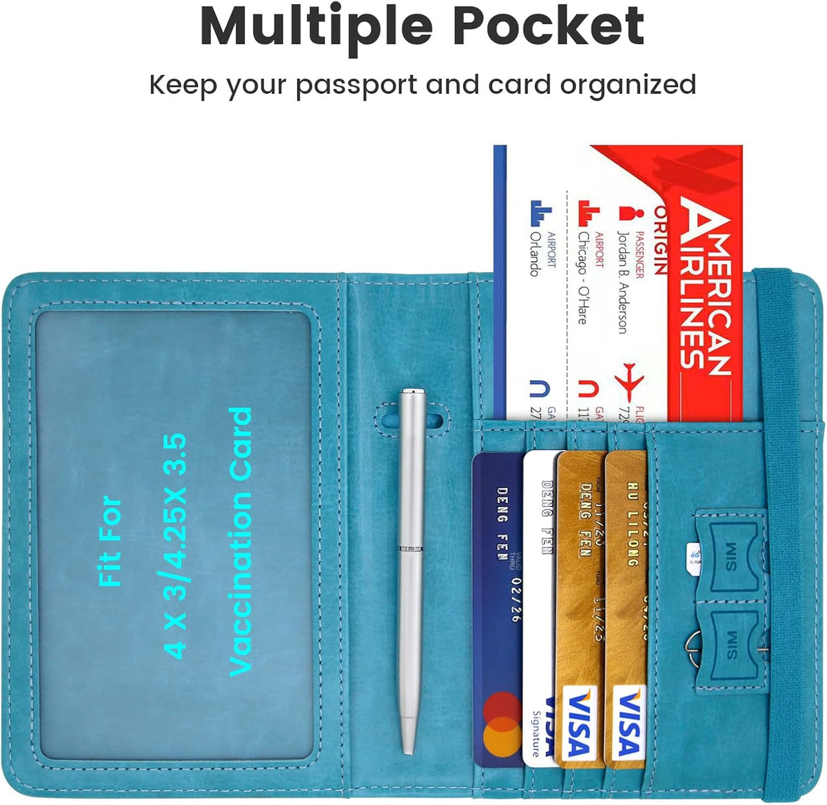 Trackable Passport Holder for Travel, RFID Blocking Card Wallet, Apple MFi Certified Smart Passport Cover Works with Find My, Rechargeable Travel Wallet with Lanyard, PU Leather, Black
