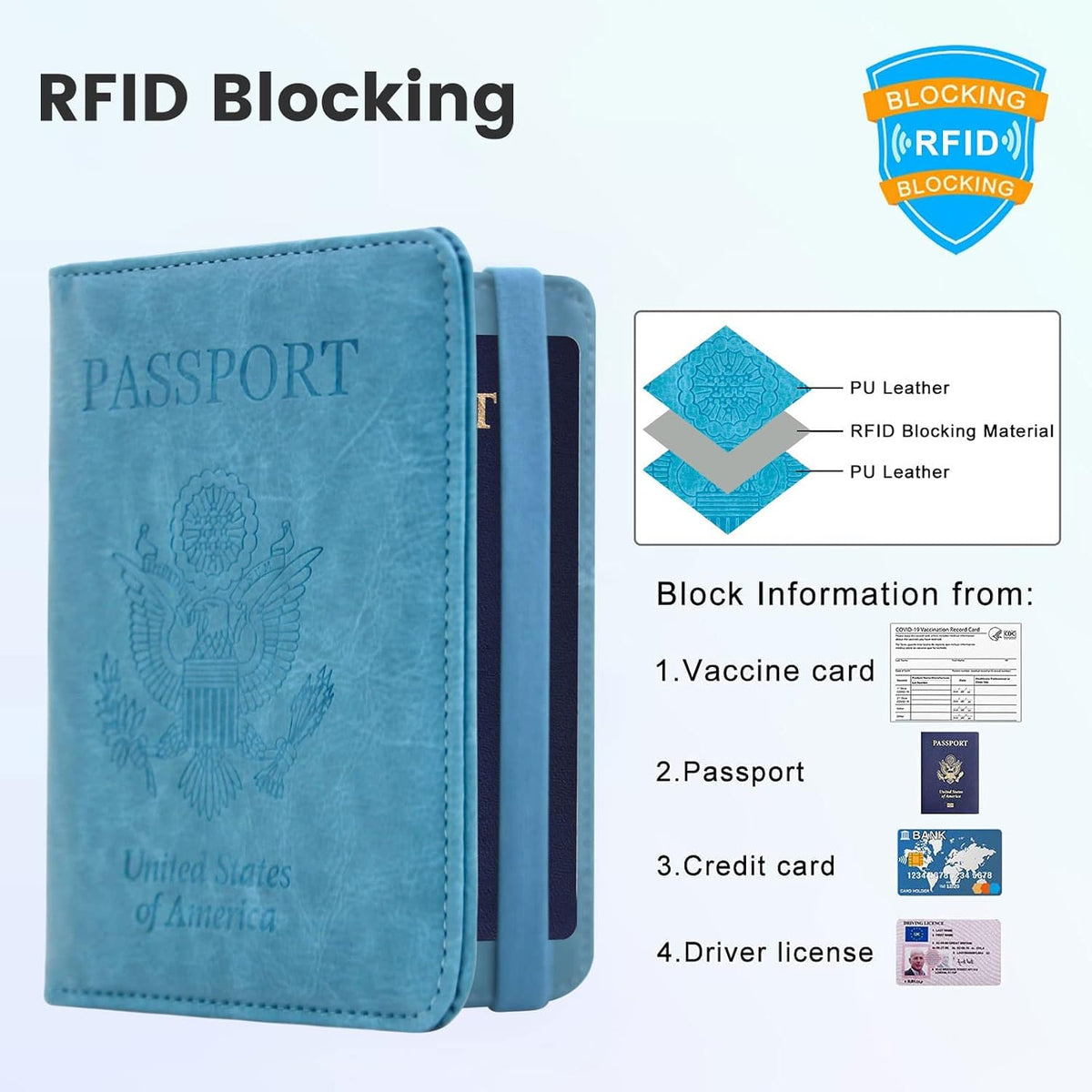 Trackable Passport Holder for Travel, RFID Blocking Card Wallet, Apple MFi Certified Smart Passport Cover Works with Find My, Rechargeable Travel Wallet with Lanyard, PU Leather, Black